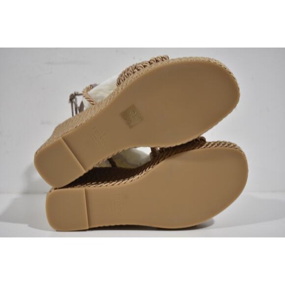 Valentino Rockstud Torchon Poudre Nude Cord Rope Wedge Ankle Strap Sandal 41 - Picture 11 of 11